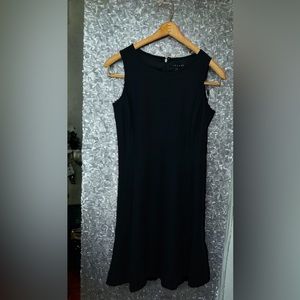 Theory Wool Blend Black Pleated A-Line Sleeveless Dress Size 0